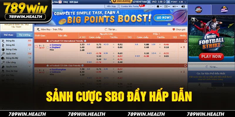 Sảnh cược SBO đầy hấp dẫn